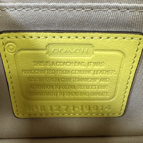 Coach Legacy Leather Yellow Pink Penny Crossbody Purse 19914 Tassel Dinky - Picture 9 of 10